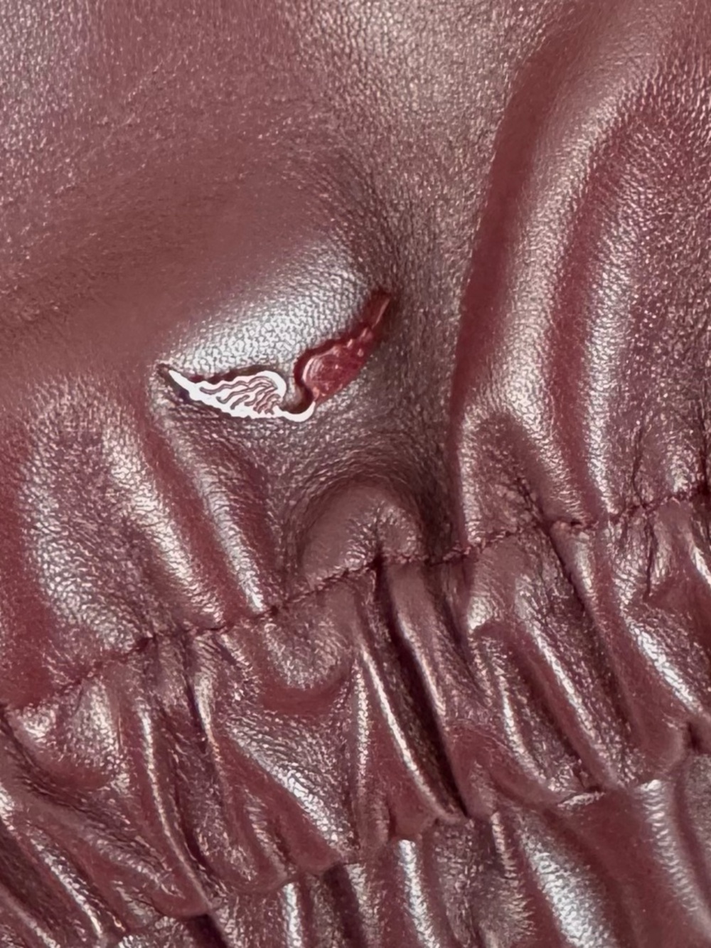 Zadig & Voltaire Rockyssime Burgundy Leather Shoulder Bag with Gold Chain - Picture 11 of 17